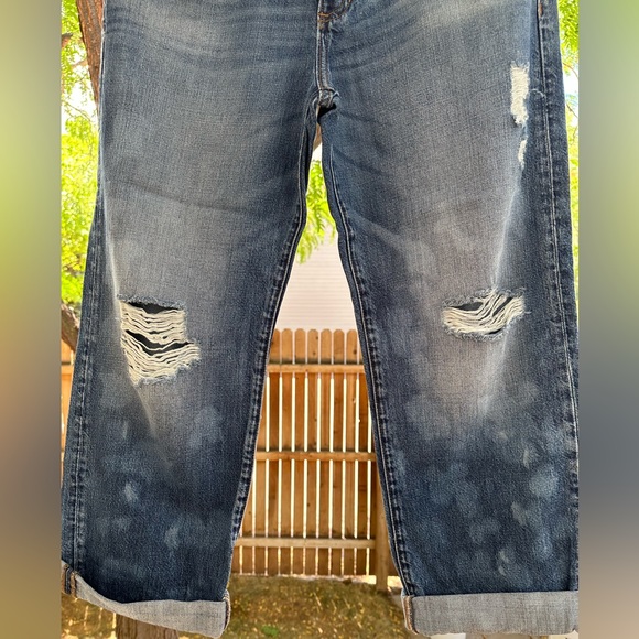 Banana Republic Medium Wash Blue Boyfriend Roby Paint Splatter Jeans Premium 30 - Picture 7 of 16